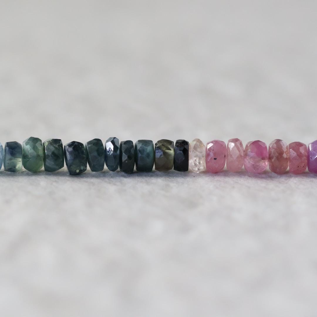 5.5mm AAA Multi Sapphire Beads Faceted Rondelle Colorful Sapphire Natural Gemstone for DIY Jewelry Making Supplies