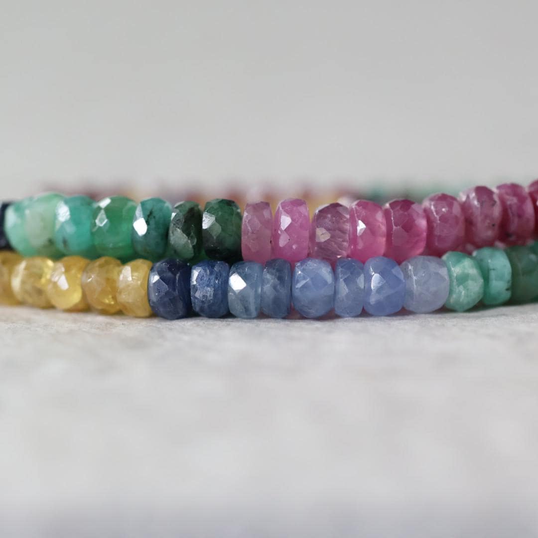 5.5mm AAA Multi Sapphire Beads Faceted Rondelle Colorful Sapphire Natural Gemstone for DIY Jewelry Making Supplies