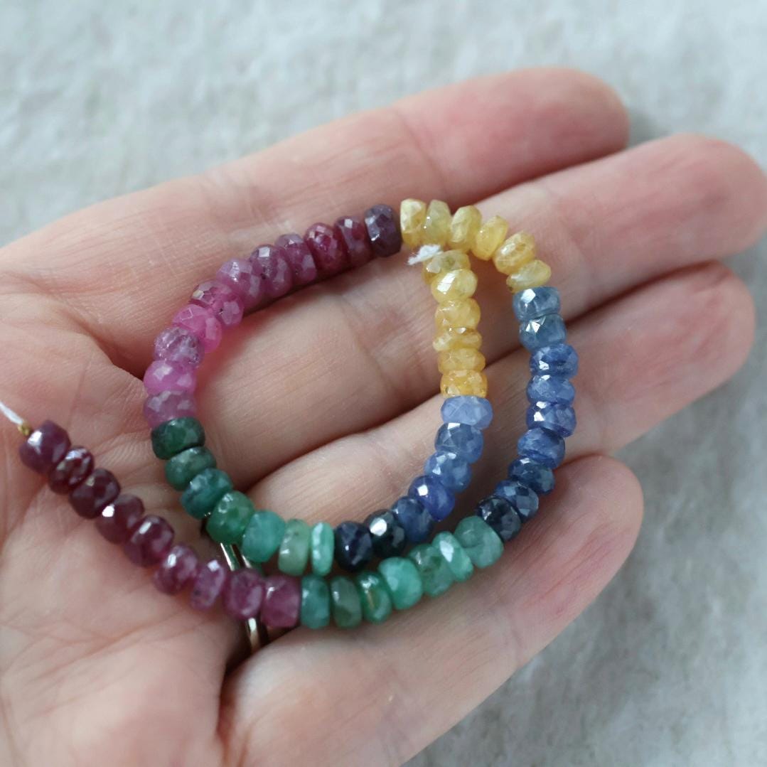 5.5mm AAA Multi Sapphire Beads Faceted Rondelle Colorful Sapphire Natural Gemstone for DIY Jewelry Making Supplies