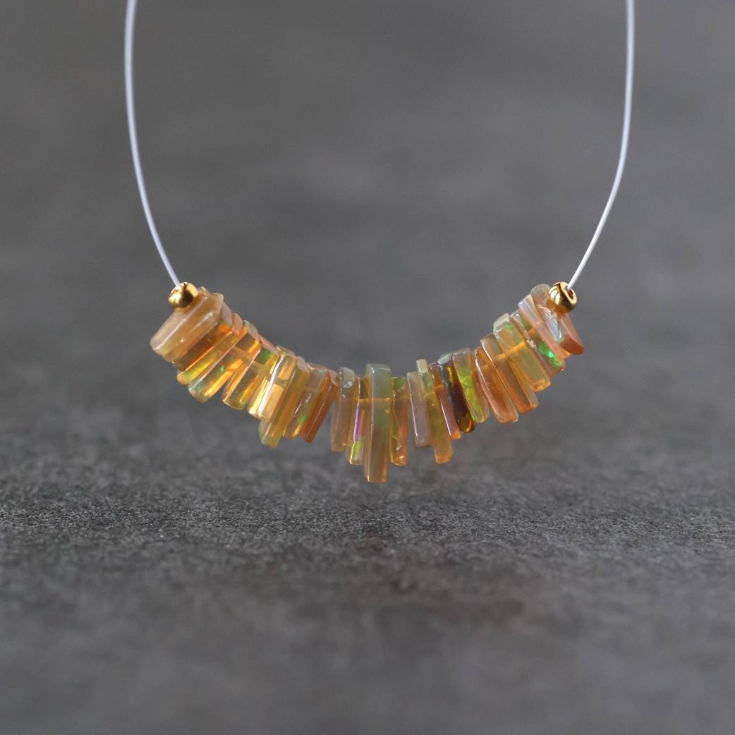 5-7mm AAA Ethiopian Disco Opal Chip Beads Natural Yellow Welo Opal Gemstones for DIY Jewelry Making
