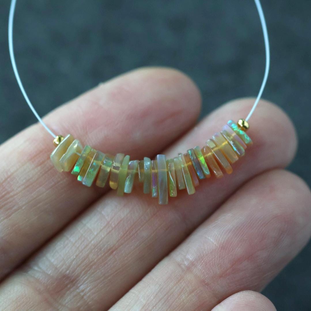 5-7mm AAA Ethiopian Disco Opal Chip Beads Natural Yellow Welo Opal Gemstones for DIY Jewelry Making