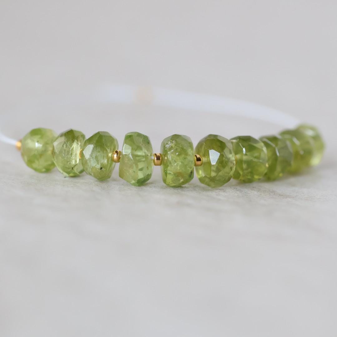 5mm 7mm AAA Peridot Rondelle Beads Faceted 10 Pcs Natural Green Gemstone for DIY Jewelry Making