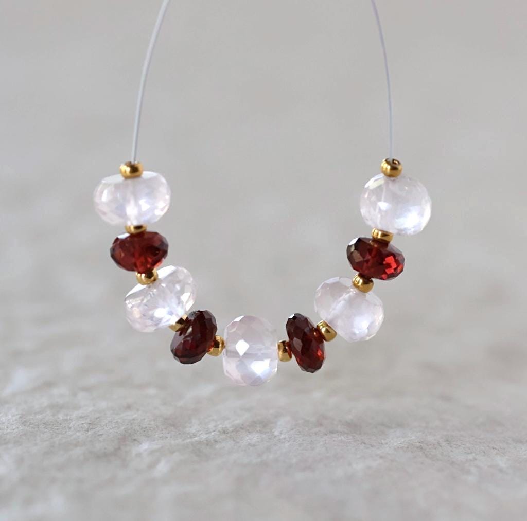 5mm AAA Mozambique Garnet Beads Faceted Rondelle Brazilian Rose Quartz 7mm Natural Gemstone for DIY Jewelry Making