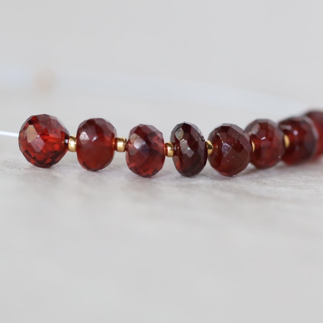 5mm AAA Mozambique Garnet Rondelle Beads Faceted 10 Pcs Natural Gemstone for DIY Jewelry Making Earrings Necklace