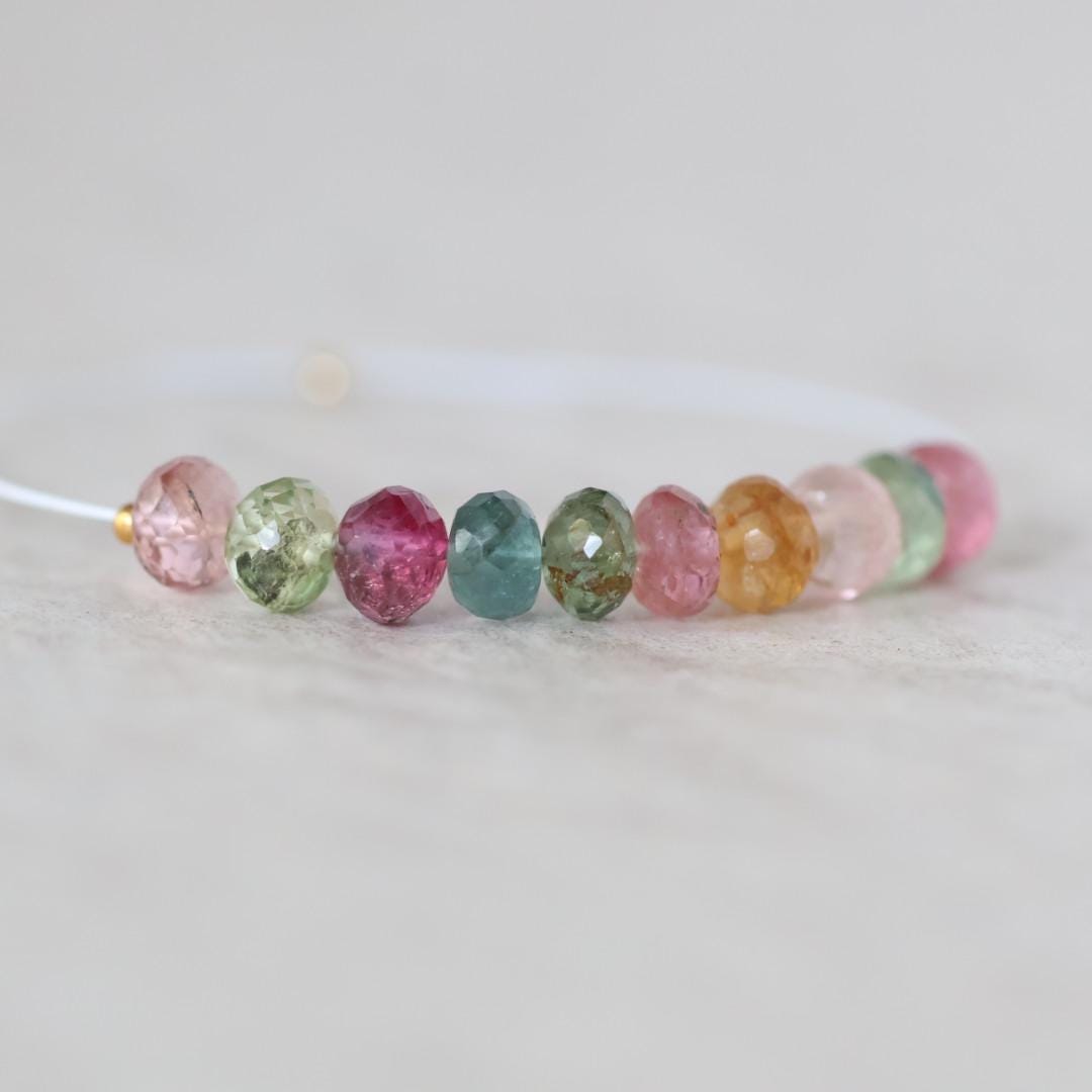5mm AAA Multi Tourmaline Beads Faceted Rondelle 10 Pcs Colorful Natural Gemstone for DIY Jewelry Making