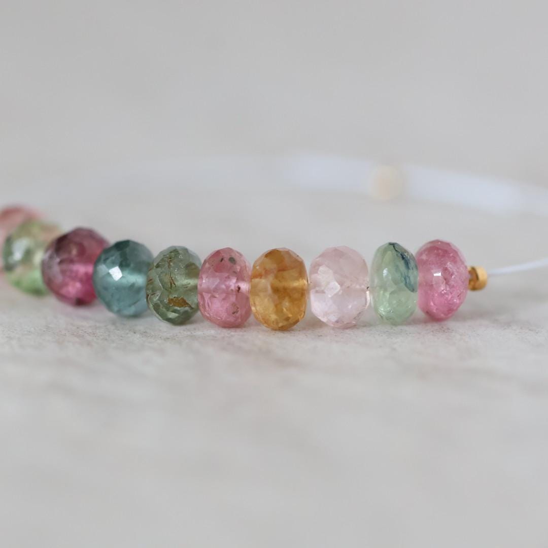 5mm AAA Multi Tourmaline Beads Faceted Rondelle 10 Pcs Colorful Natural Gemstone for DIY Jewelry Making
