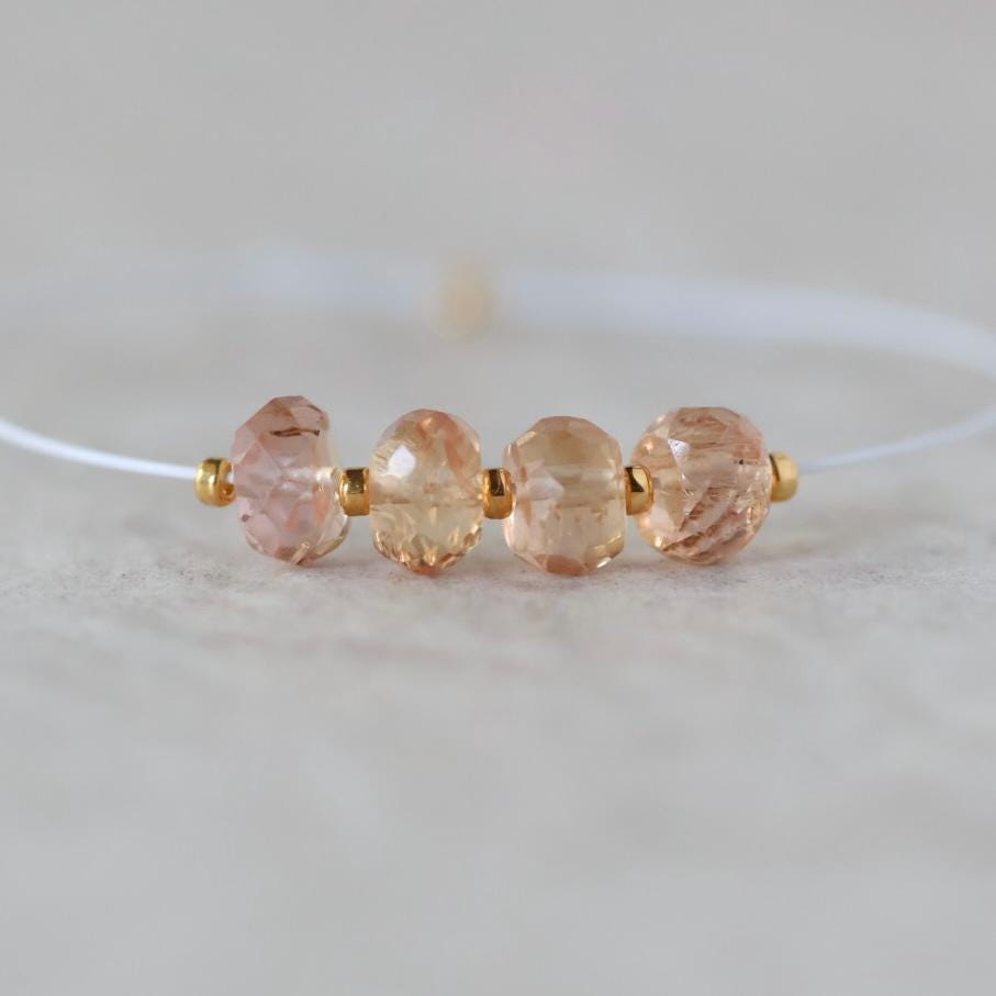 5mm AAA Peach Pink Imperial Topaz Rondelle Beads Faceted Unheated Superb Topaz 4 Pcs Natural Gemstone for Jewelry Making Earrings