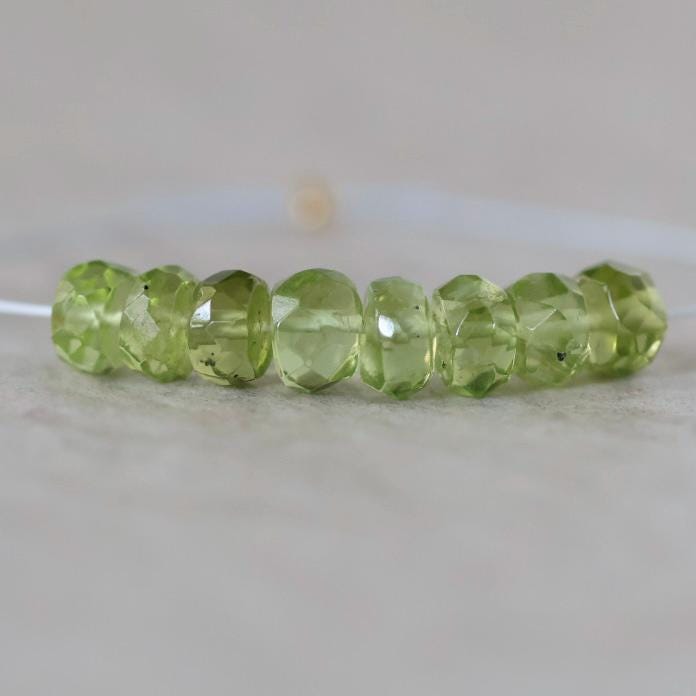 5mm AAA Peridot Rondelle Beads Faceted 1” Natural Green Gemstone for DIY Jewelry Making