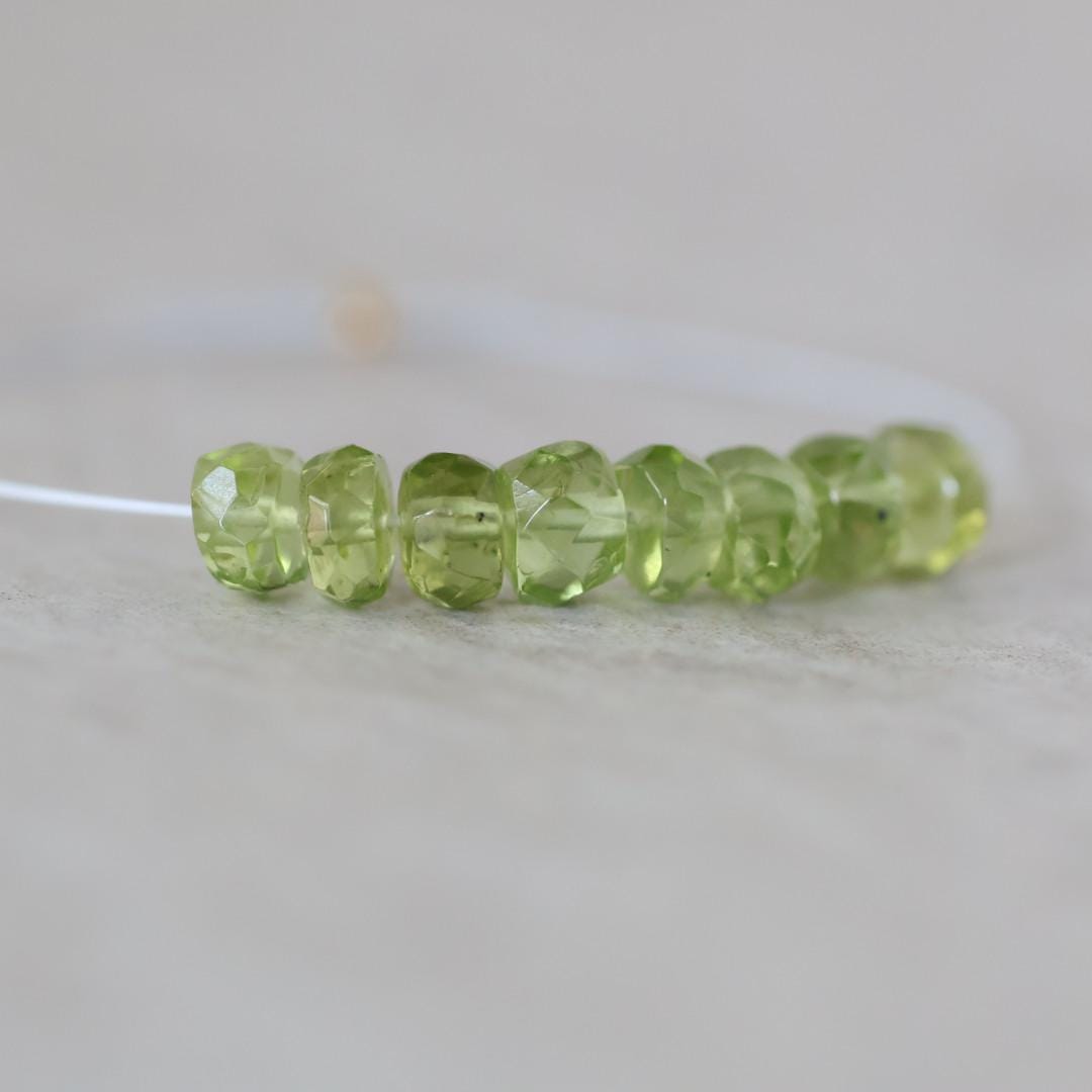 5mm AAA Peridot Rondelle Beads Faceted 1” Natural Green Gemstone for DIY Jewelry Making