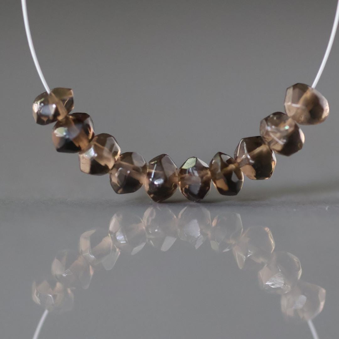 5mm AAA Smoky Quartz Beads Mini Nuggets Faceted Genuine Beads 10 PCs Transparent Brown Gemstone Beads Beading Crafter Gift