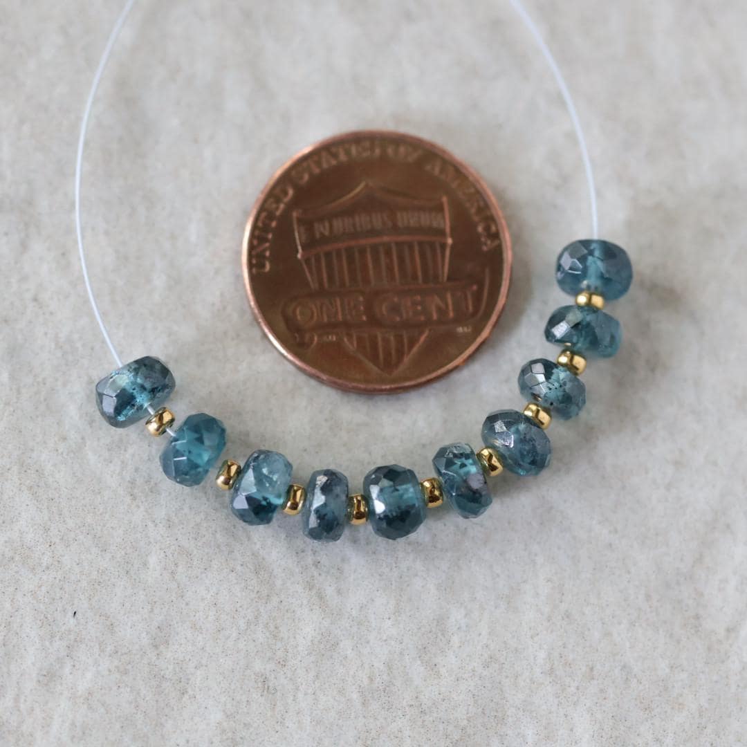 5mm Teal Kyanite Beads - Faceted Rondelle Natural Gemstone 16 Pcs