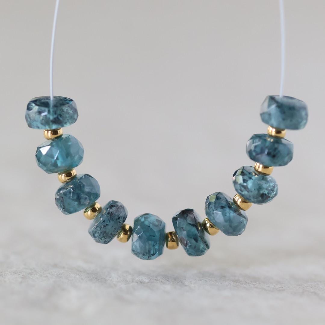5mm Teal Kyanite Beads - Faceted Rondelle Natural Gemstone 16 Pcs