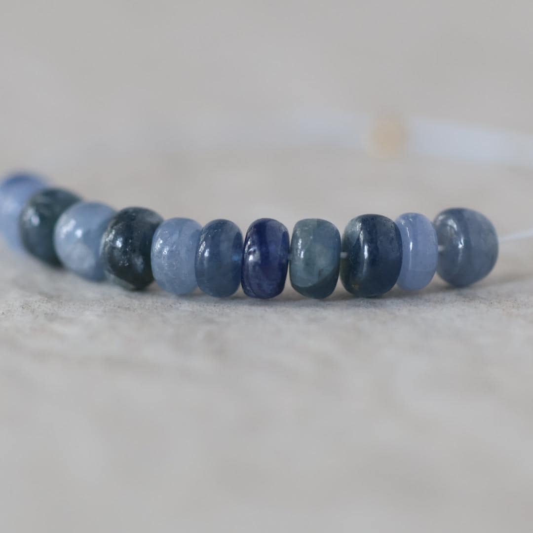 5mm Natural Blue Sapphire Beads Smooth Rondelle 12 PCs Genuine Gemstone Beads Jewelry Making Gift September Birthstone