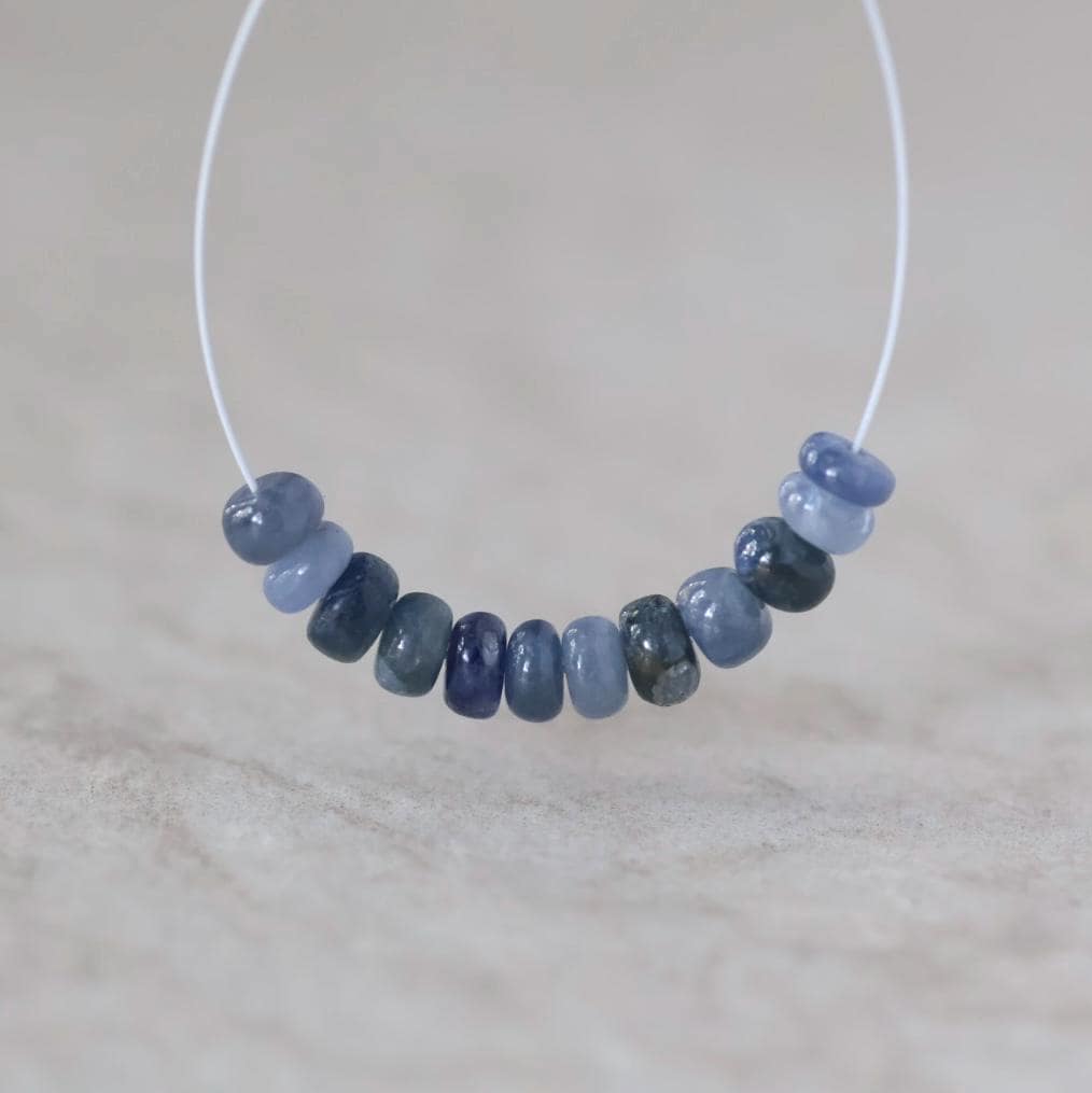 5mm Natural Blue Sapphire Beads Smooth Rondelle 12 PCs Genuine Gemstone Beads Jewelry Making Gift September Birthstone