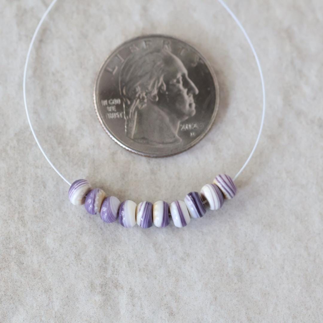 5mm Natural Wampum Quahog Shell Rondelle Beads Smooth Natural Purple Shell Accent for DIY Jewelry Making