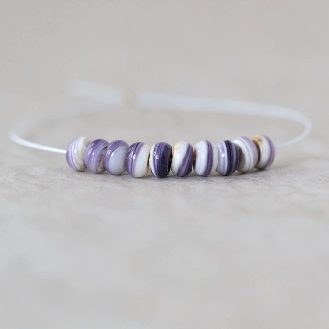 5mm Natural Wampum Quahog Shell Rondelle Beads Smooth Natural Purple Shell Accent for DIY Jewelry Making