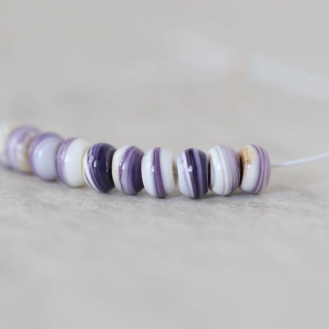 5mm Natural Wampum Quahog Shell Rondelle Beads Smooth Natural Purple Shell Accent for DIY Jewelry Making