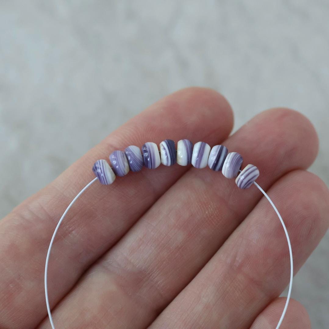 5mm Natural Wampum Quahog Shell Rondelle Beads Smooth Natural Purple Shell Accent for DIY Jewelry Making
