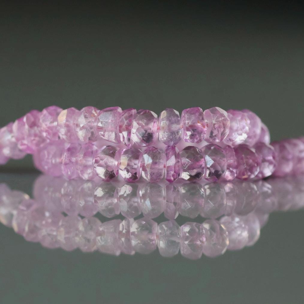 5mm Pink Topaz Beads – Faceted Rondelle Natural Gemstone 6" Strand
