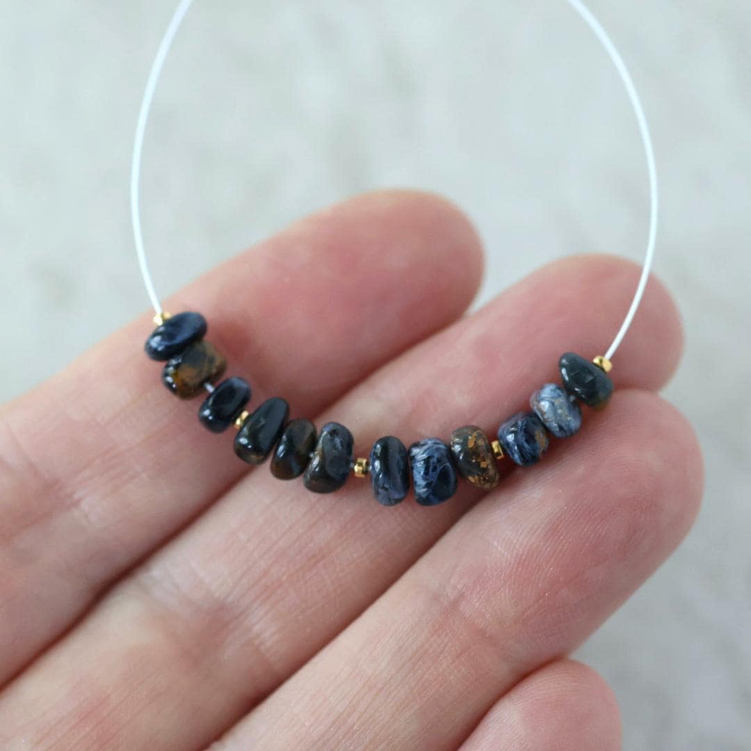 5mm Rare Namibian Blue Pietersite Nugget Beads Smooth Natural Gemstone for DIY Jewelry Making Supplies