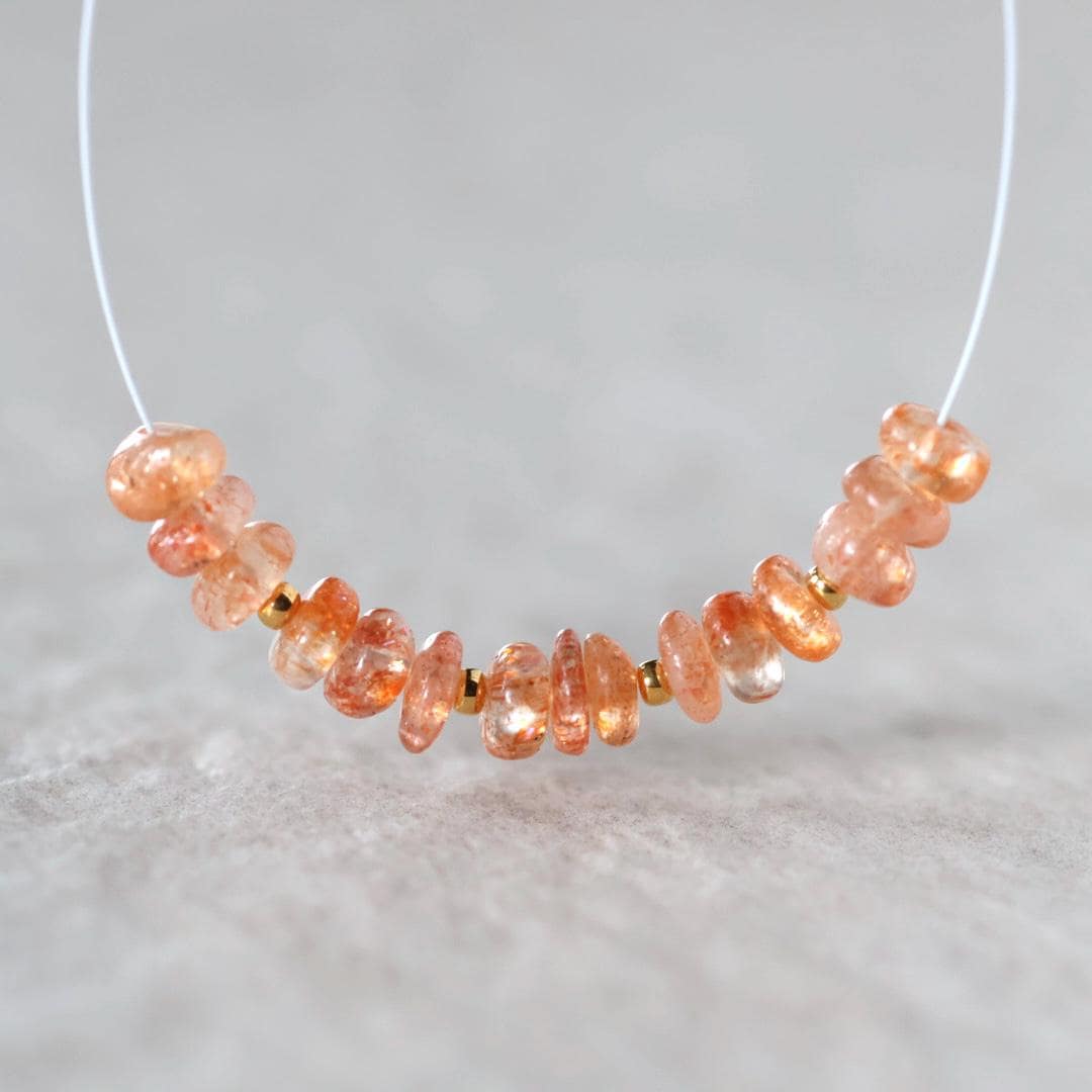 5mm Sunstone Rondelle Beads Smooth Genuine Gemstone Beads for DIY Jewelry Making Earrings Necklace Pendant