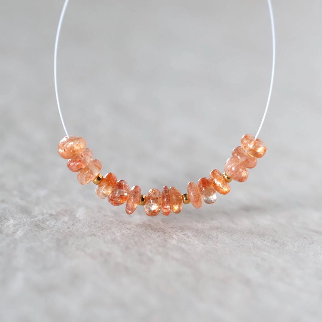 5mm Sunstone Rondelle Beads Smooth Genuine Gemstone Beads for DIY Jewelry Making Earrings Necklace Pendant