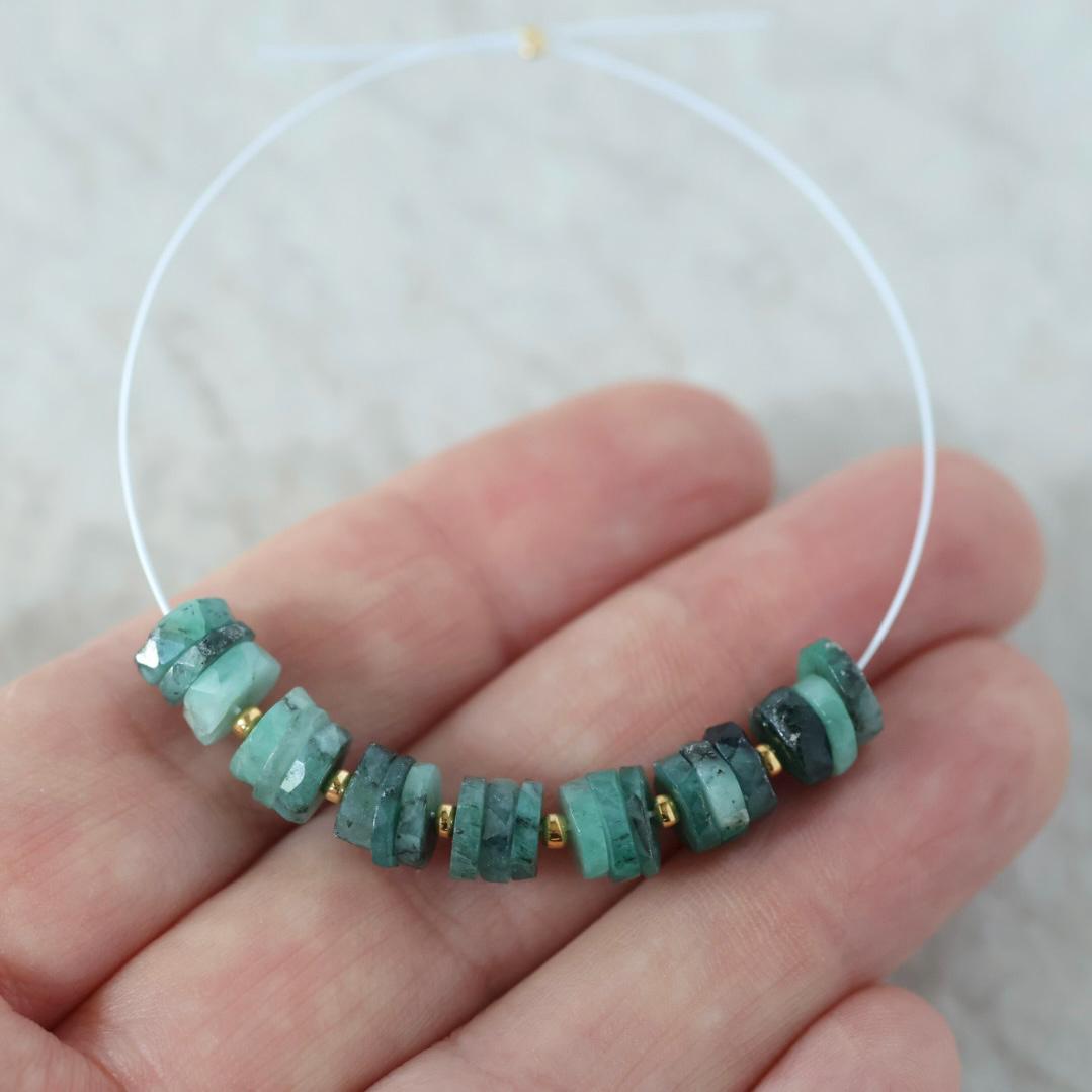 6-7mm AAA Emerald Beads Faceted Heishi Tyre Washer Beads Green Natural Gemstone for DIY Jewelry Making