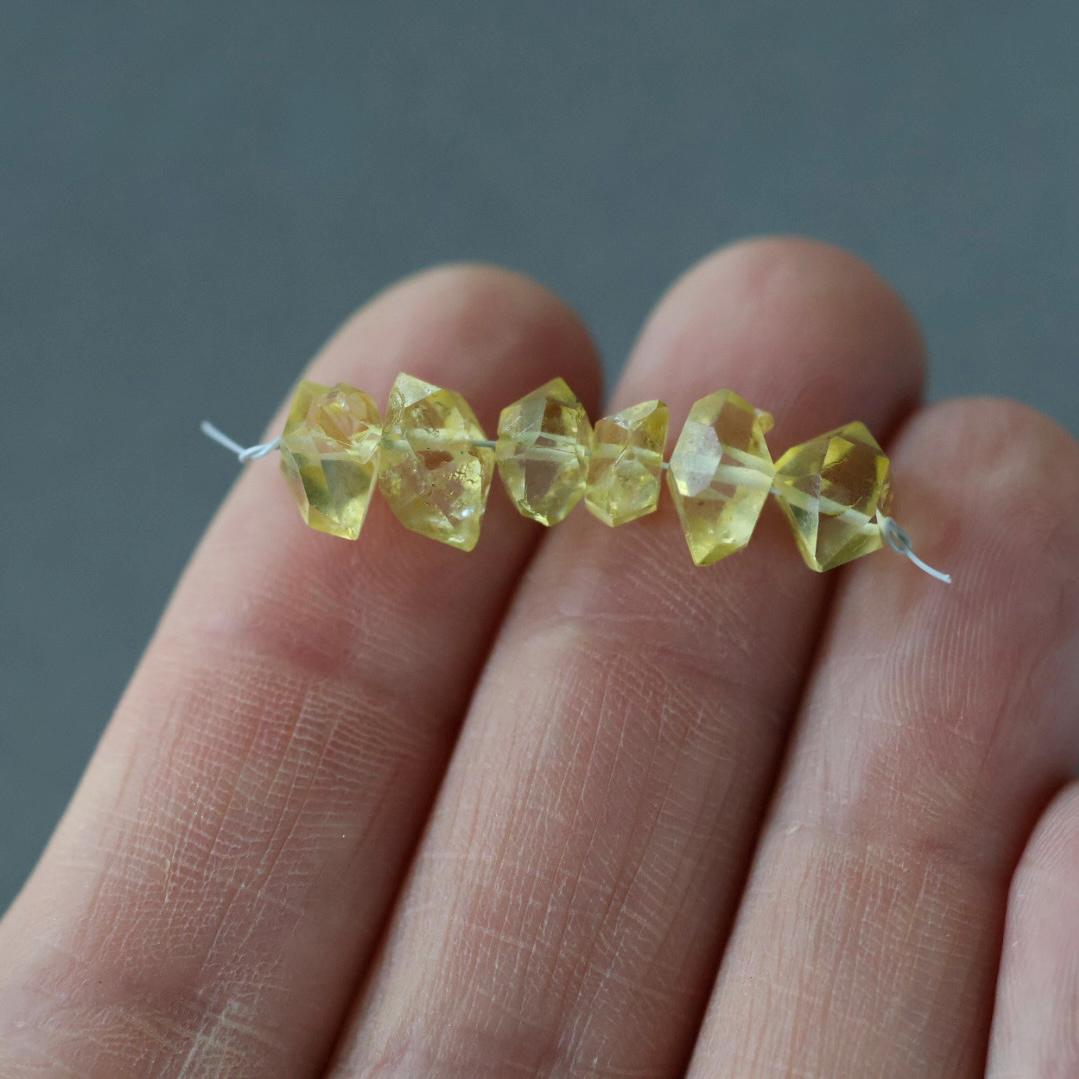 6-8mm Yellow Herkimer Diamond Chip Beads 6 PCs