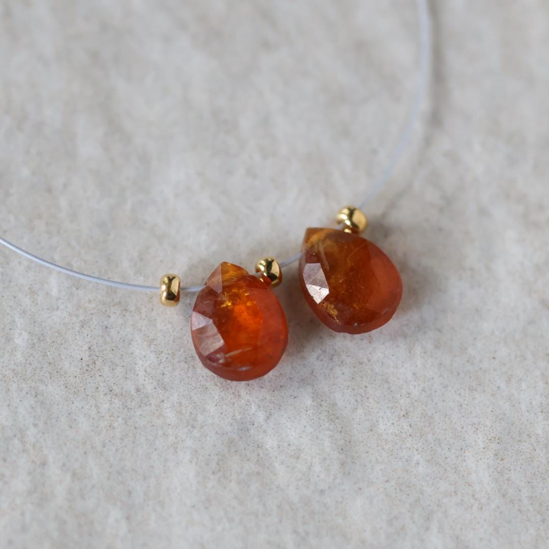 6-8mm Orange Kyanite Briolette Beads Faceted Teardrops Drops Natural Gemstone for DIY Jewelry Making