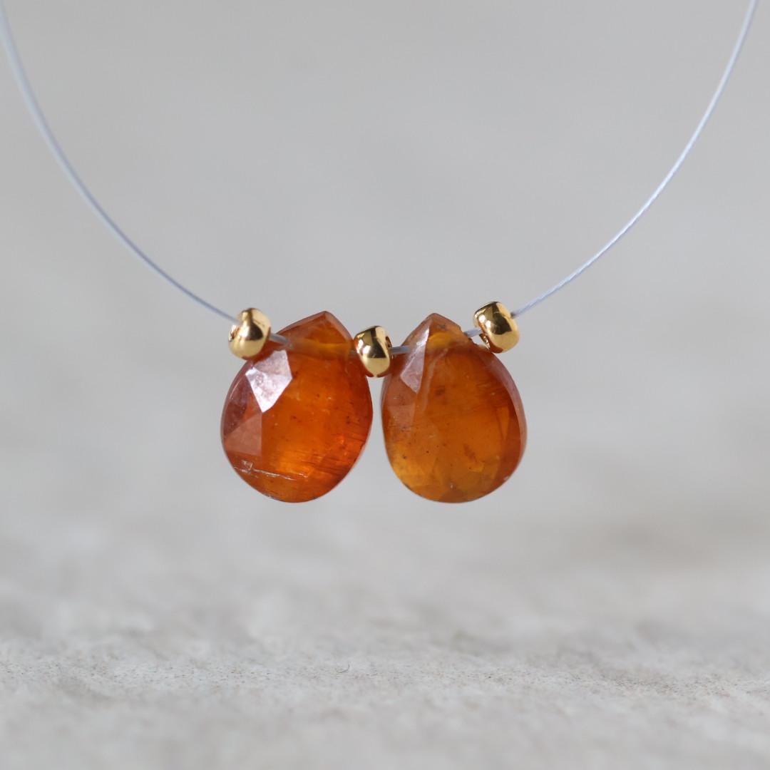 6-8mm Orange Kyanite Briolette Beads Faceted Teardrops Drops Natural Gemstone for DIY Jewelry Making