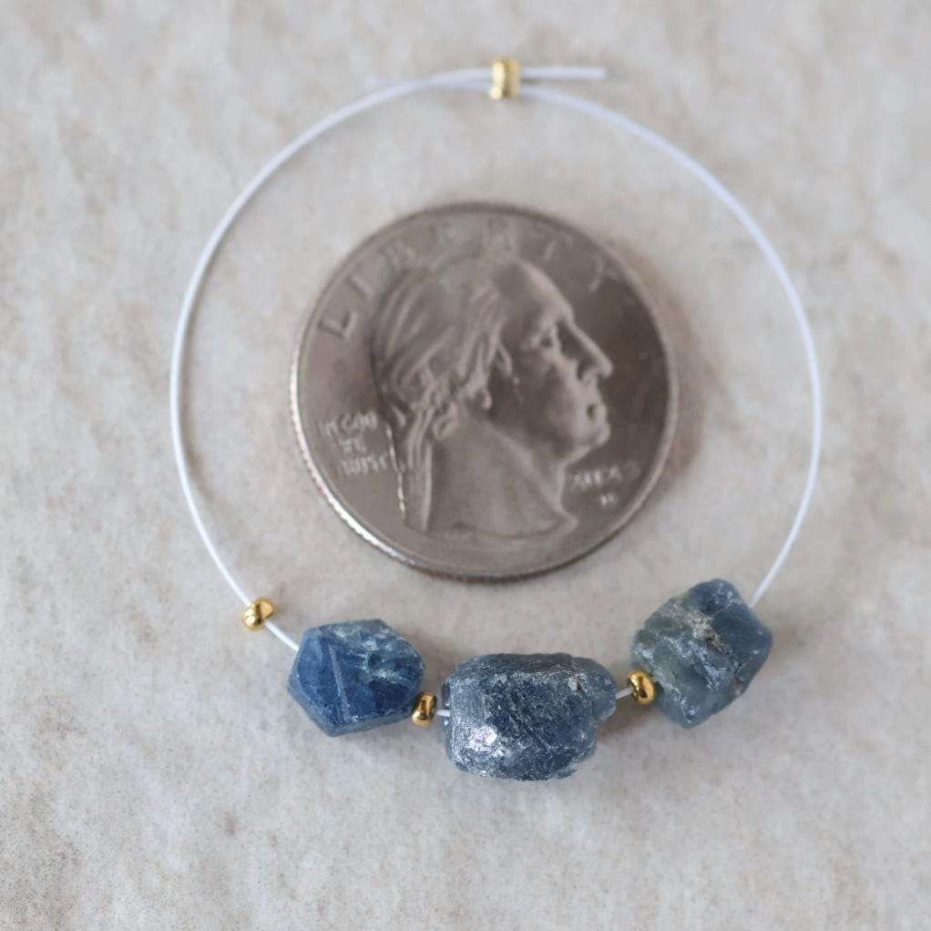 6-8mm Raw Sapphire Nugget Beads 3 Pieces Freeform Chunks Rough Gemstone Beads For DIY Jewelry Making
