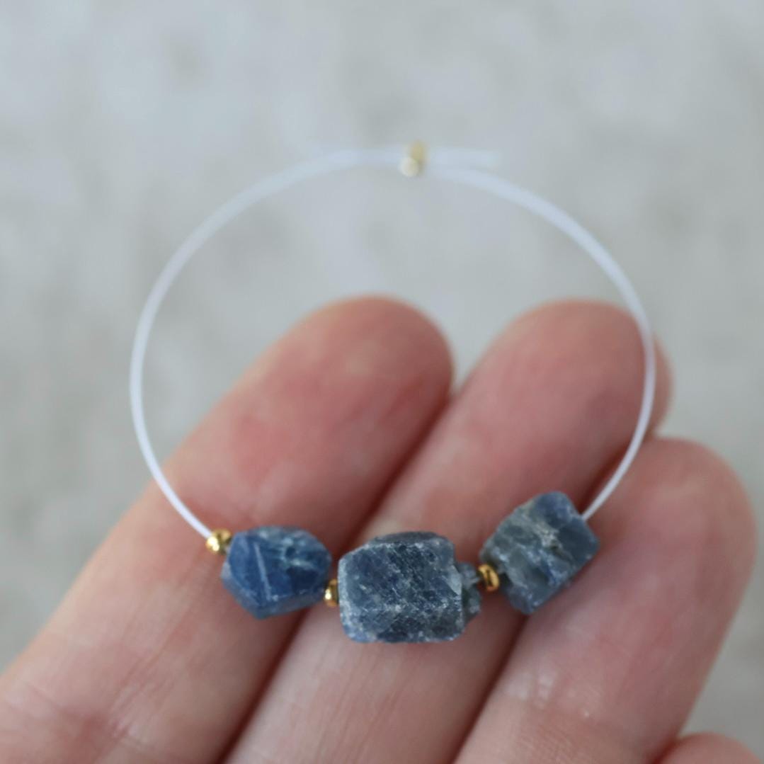 6-8mm Raw Sapphire Nugget Beads 3 Pieces Freeform Chunks Rough Gemstone Beads For DIY Jewelry Making