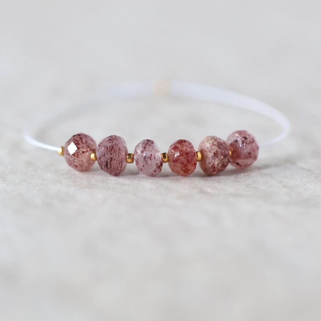 6mm AAA Brazilian Strawberry Quartz Beads Faceted Rondelle 6 Pcs Genuine Gemstone for DIY Jewelry Making Supplies