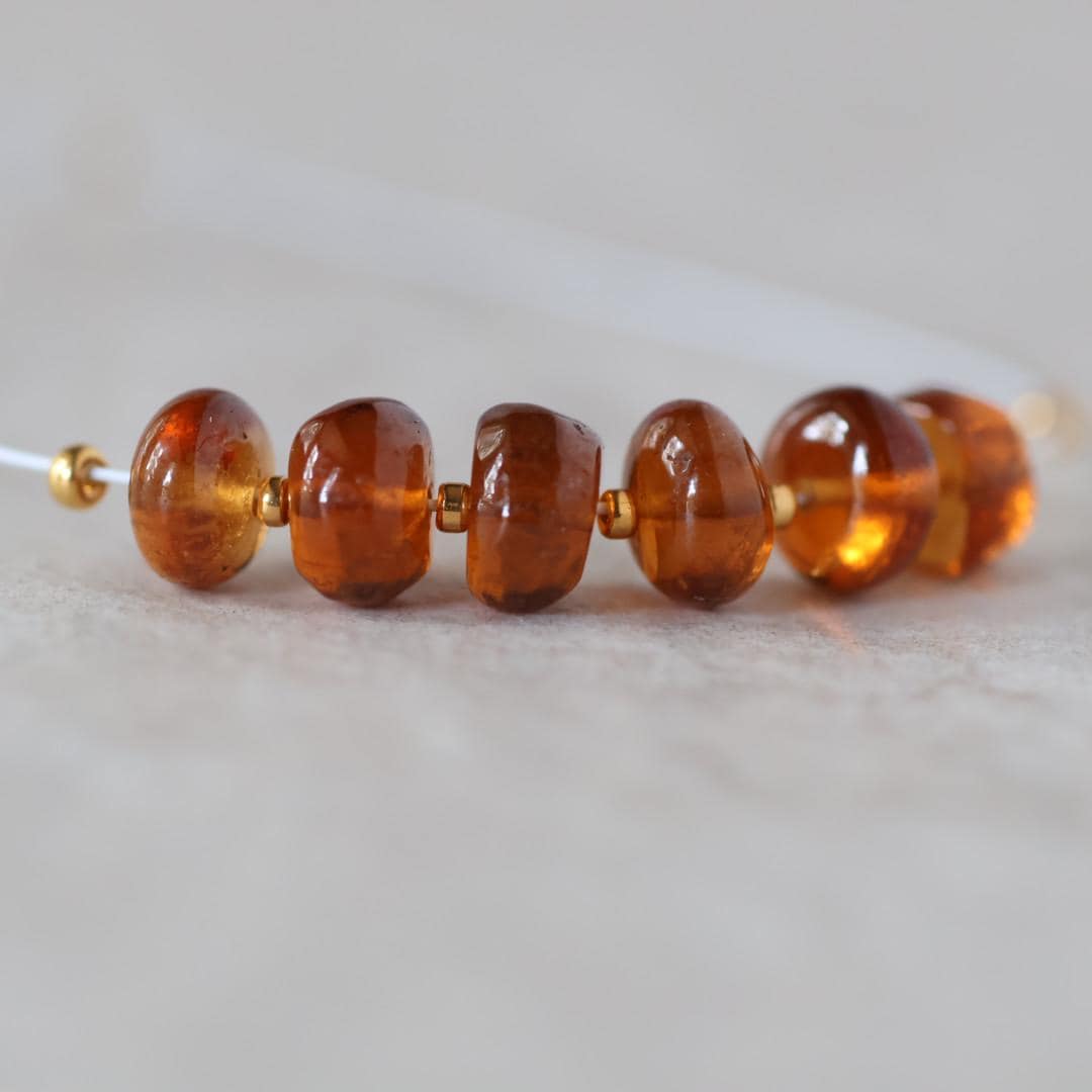 AAA Hessonite Garnet Rondelle Beads Smooth 7-8mm 6 Pcs Natural Gemstone DIY Jewelry Making Earrings Necklace January Birthstone
