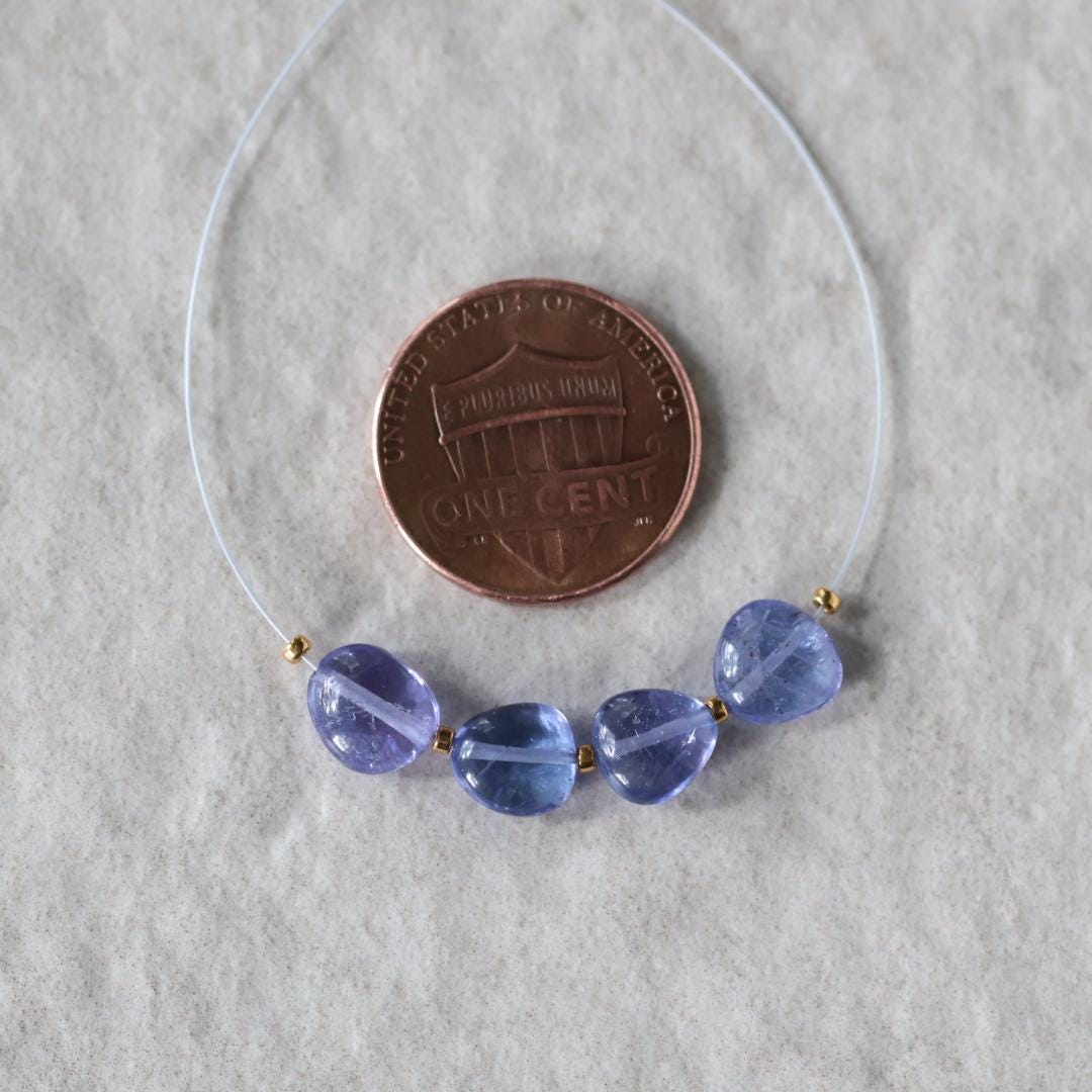 6mm AAA Tanzanite Beads Smooth Nuggets 4 Pcs Gem Quality Gemstone for DIY Jewelry Making Necklace Earrings