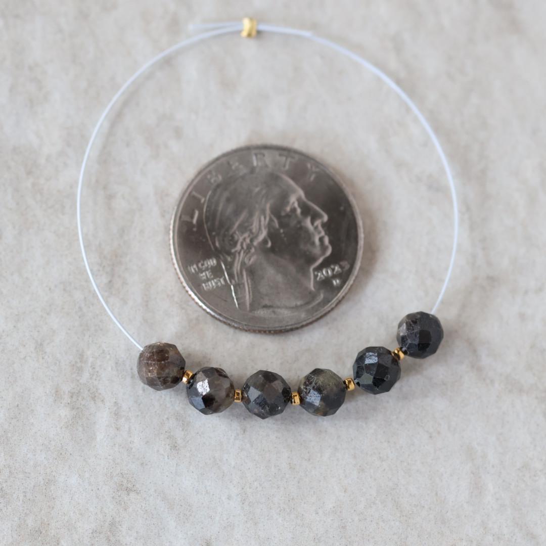 6mm Black Star Sapphire Beads Faceted Round 6 PCs Raw Black Sapphire Natural Gemstone for DIY Jewelry Making