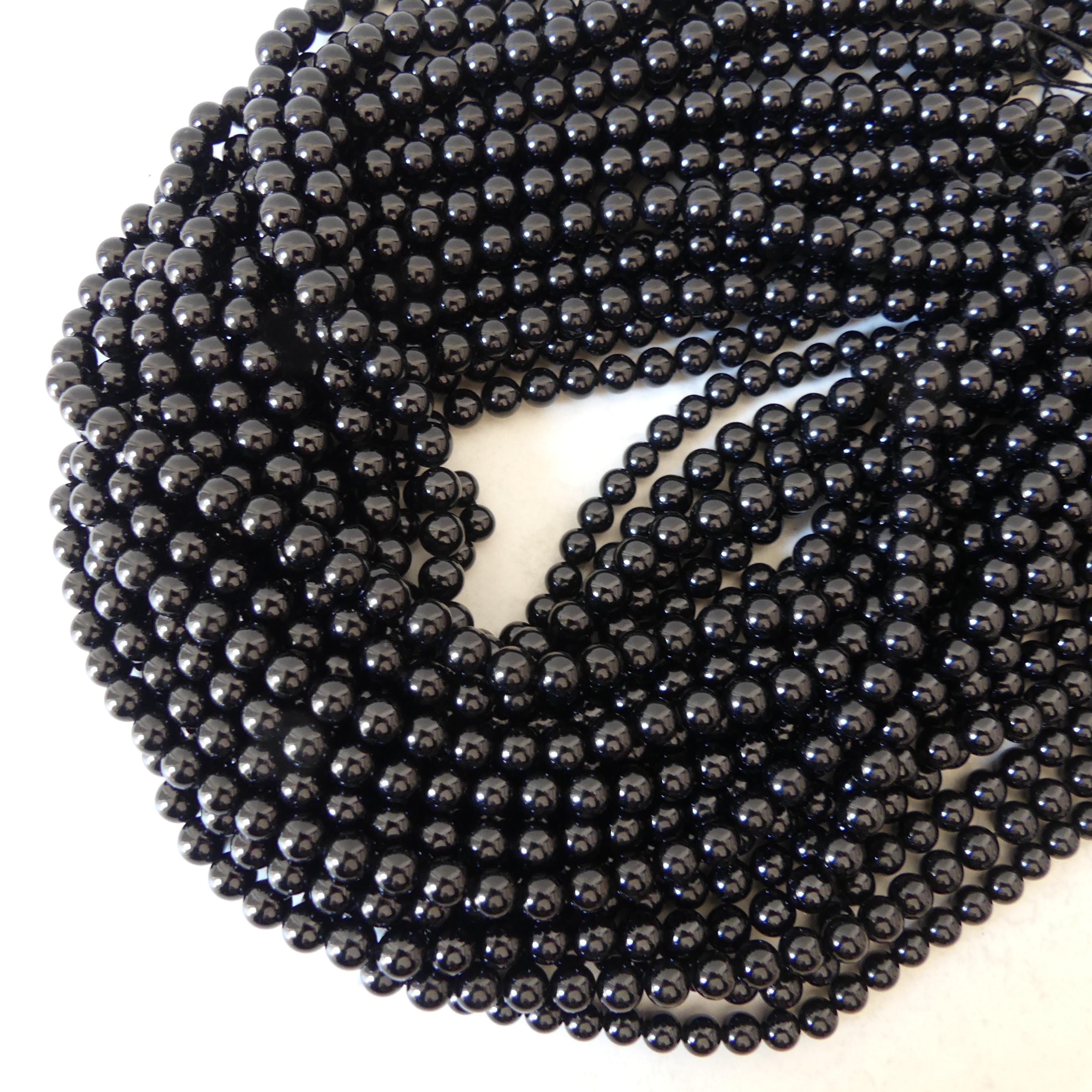 6mm Black Tourmaline Smooth Round Beads Genuine Beads 15" Gemstone Beads for Jewelry Making Beading Craft Gift