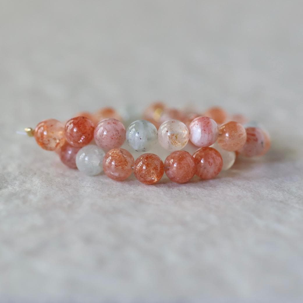 6mm Natural Arusha Sunstone Smooth Beads 7" Orange Gemstone Beads for DIY Jewelry Making