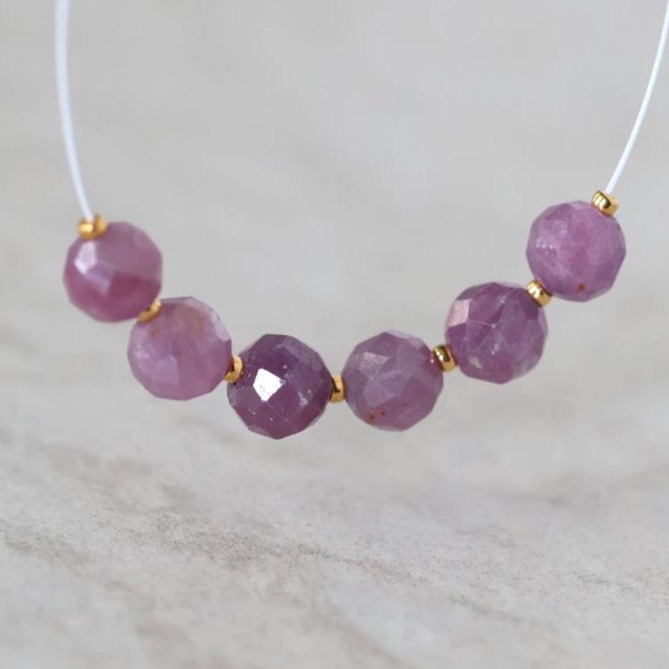 6mm Natural Madagascar Ruby Beads Faceted Round Raw Ruby Gemstone for DIY Jewelry Making Earrings Supplies
