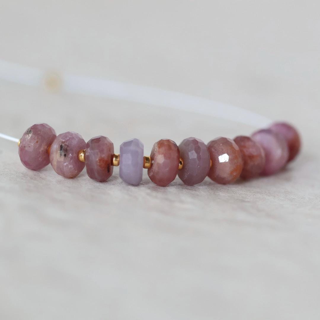 6mm Natural Madagascar Ruby Rondelle Beads Faceted Raw Ruby Gemstone for DIY Jewelry Making Earrings Supplies