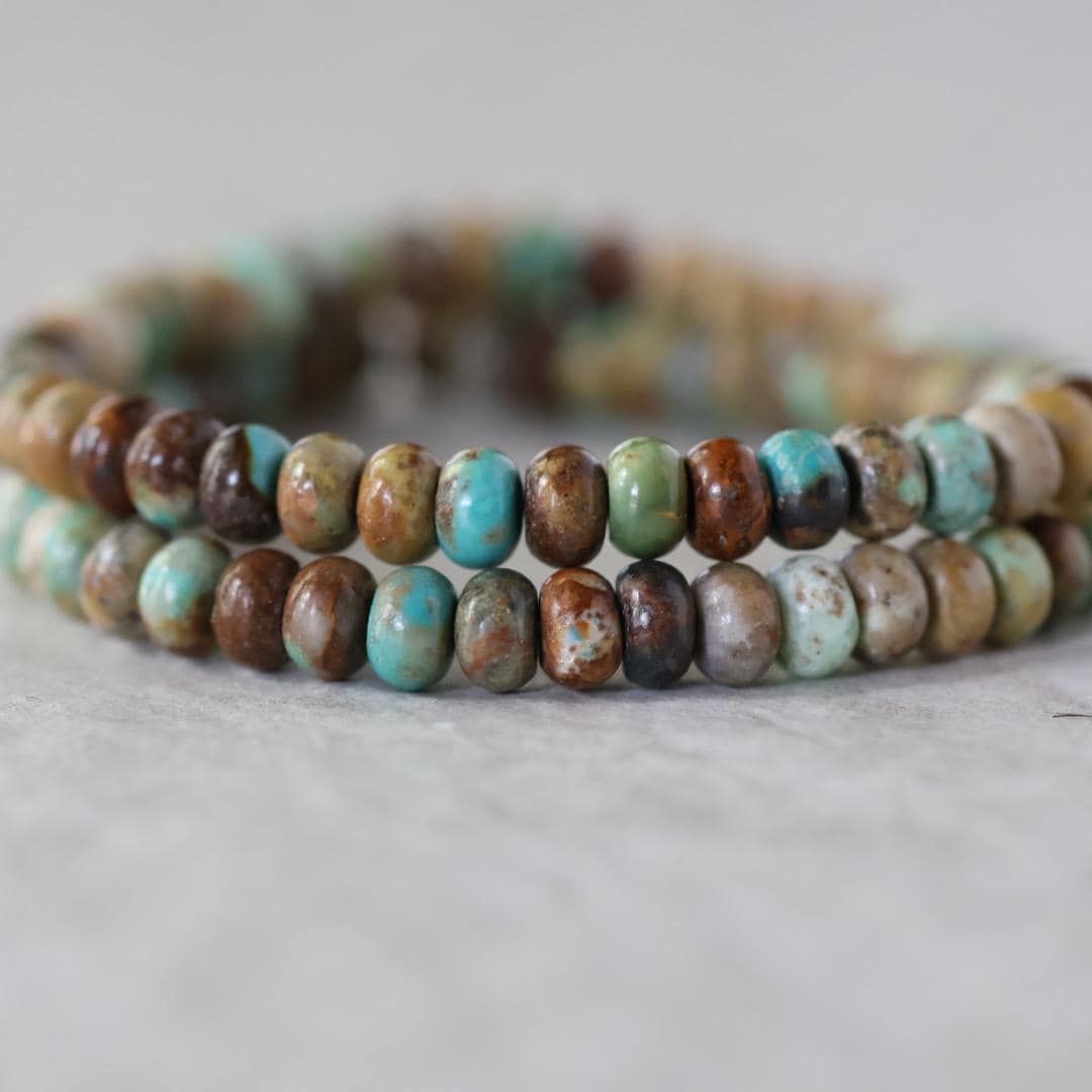 6mm Natural Turquoise Rondelle Beads Smooth 15" Blue Green Brown Genuine Turquoise Gemstone for DIY Jewelry Making Knot Necklace Supplies