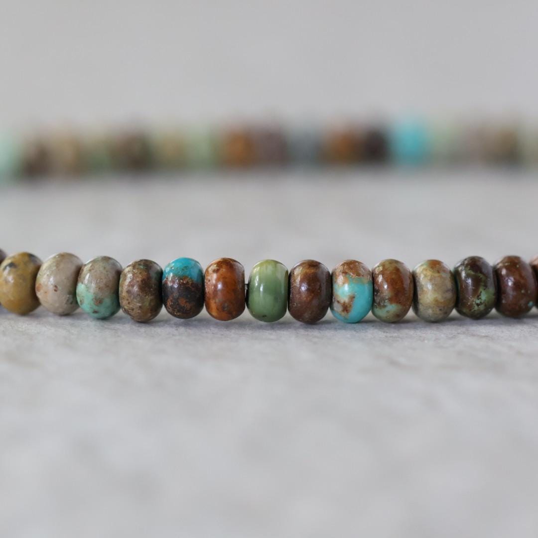 6mm Natural Turquoise Rondelle Beads Smooth 15" Blue Green Brown Genuine Turquoise Gemstone for DIY Jewelry Making Knot Necklace Supplies