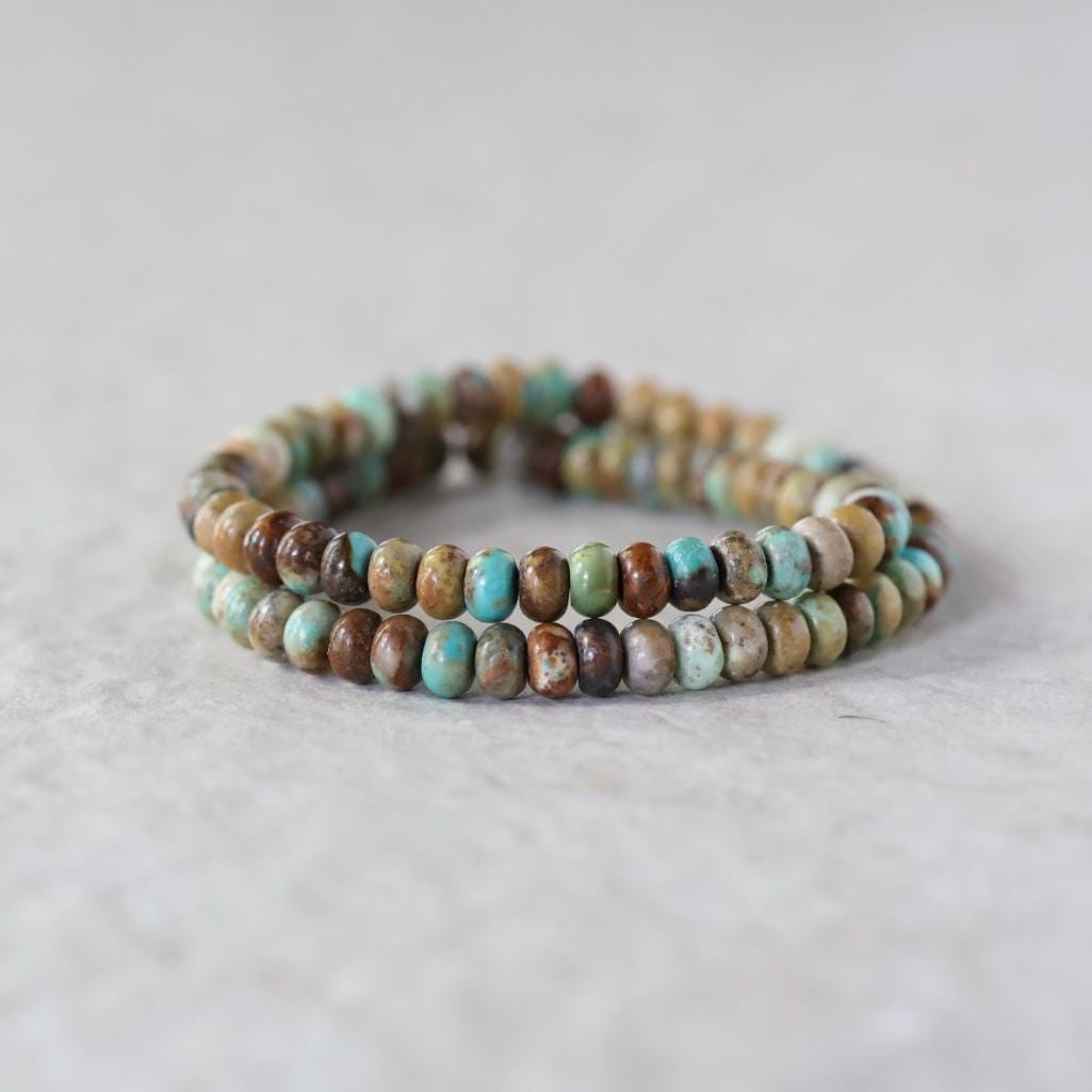 6mm Natural Turquoise Rondelle Beads Smooth 15" Blue Green Brown Genuine Turquoise Gemstone for DIY Jewelry Making Knot Necklace Supplies