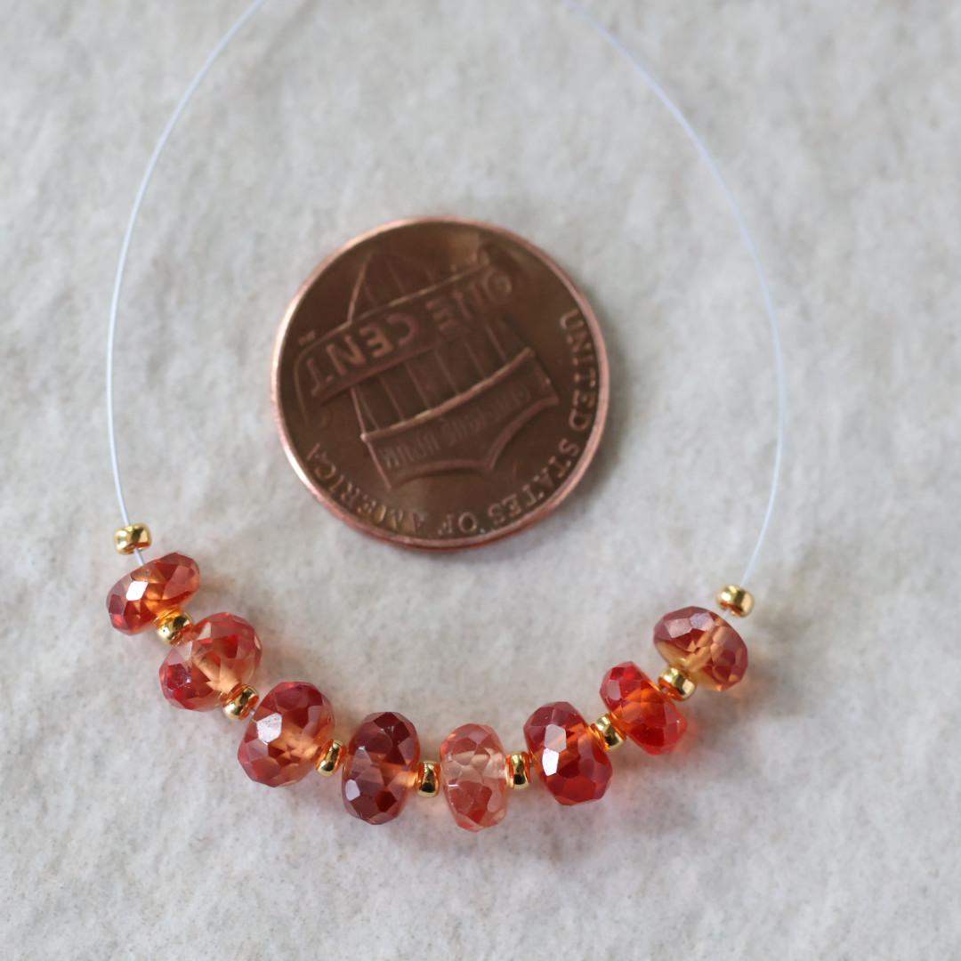 6mm Padparadscha Sapphire Beads - Faceted Rondelle Natural Gemstone 6 Pcs