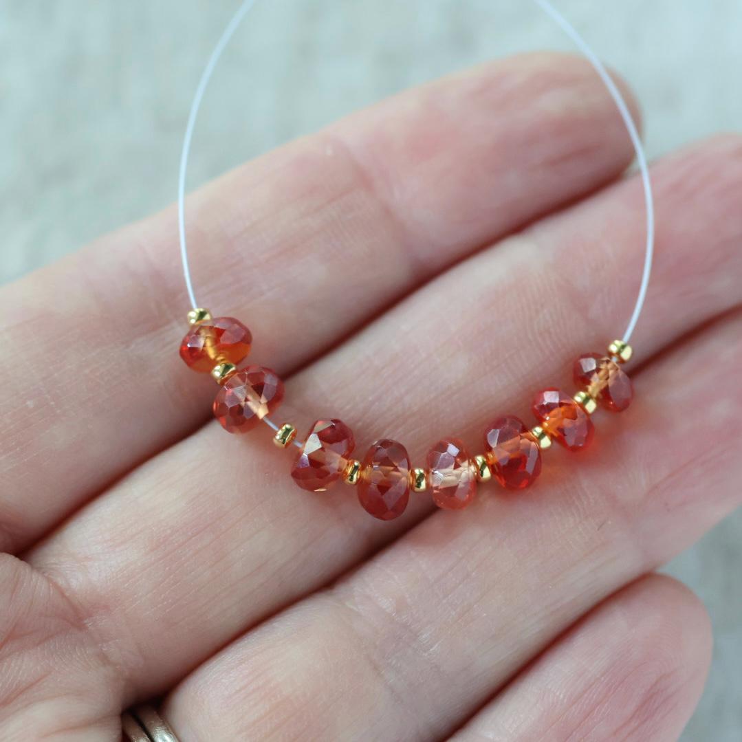 6mm Padparadscha Sapphire Beads - Faceted Rondelle Natural Gemstone 6 Pcs