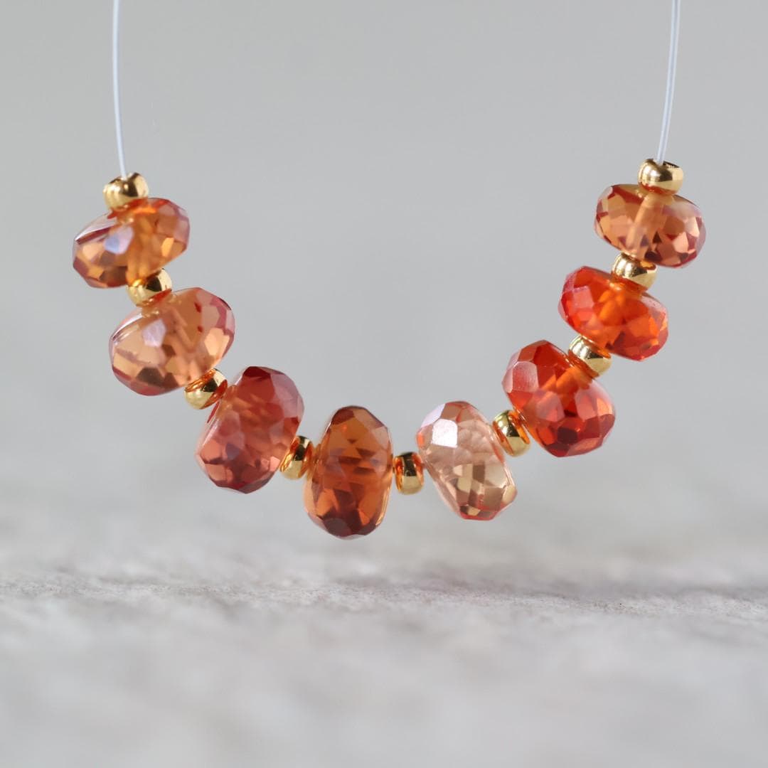 6mm Padparadscha Sapphire Beads - Faceted Rondelle Natural Gemstone 6 Pcs
