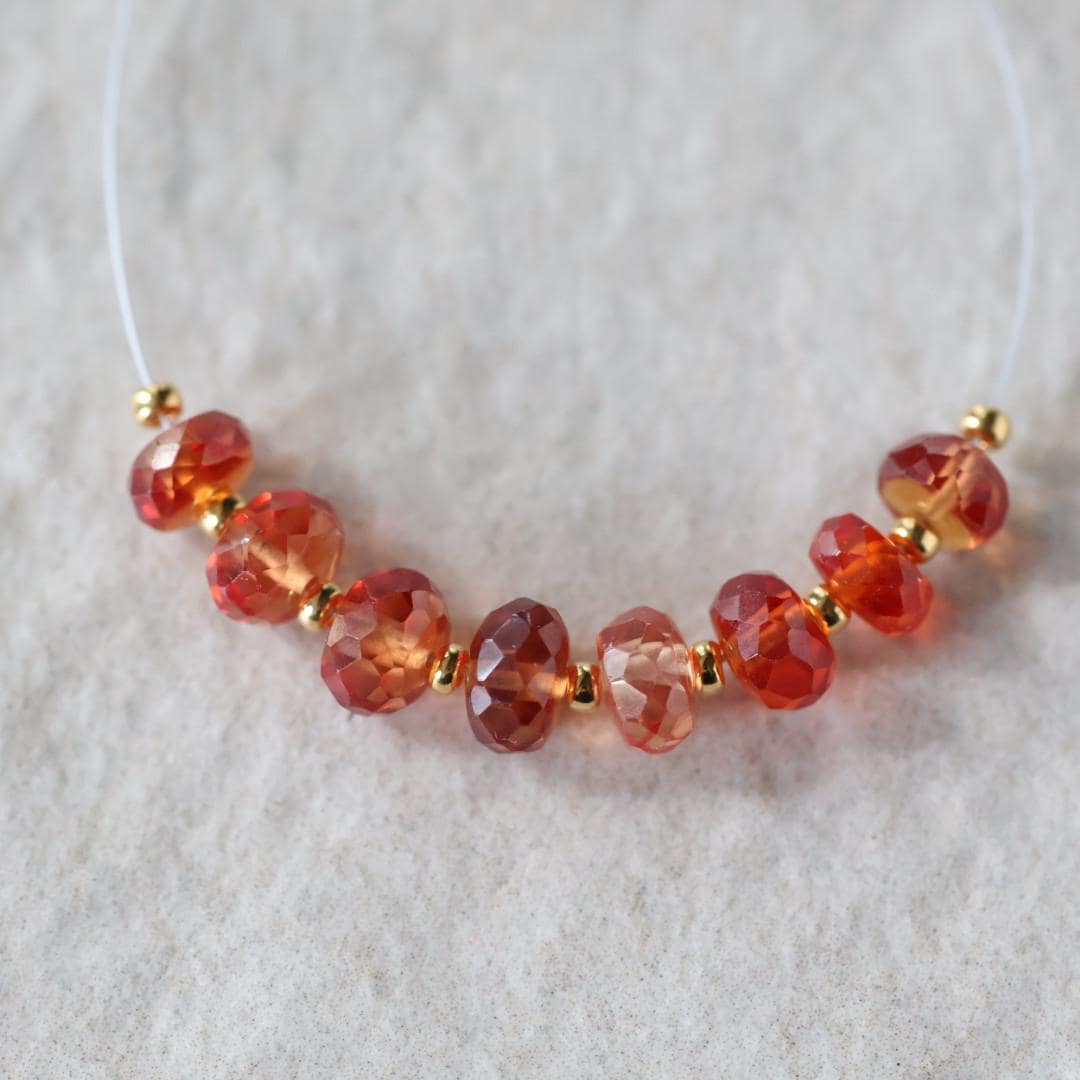 6mm Padparadscha Sapphire Beads - Faceted Rondelle Natural Gemstone 6 Pcs