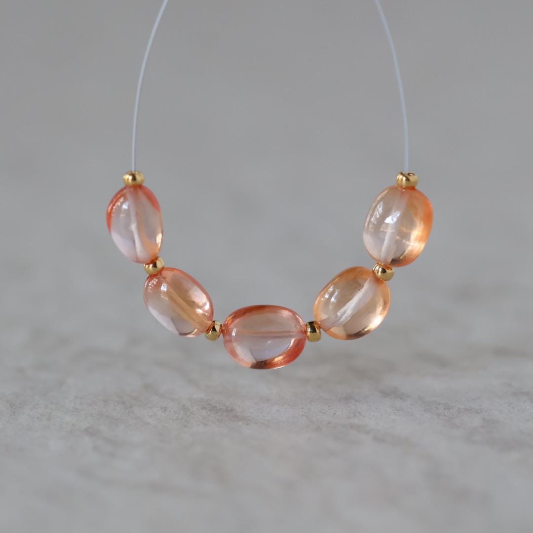 6mm Rare Padparadscha Sapphire Oval Beads Smooth 5 PCs Gemstone for DIY Jewelry Making Supplies Earrings