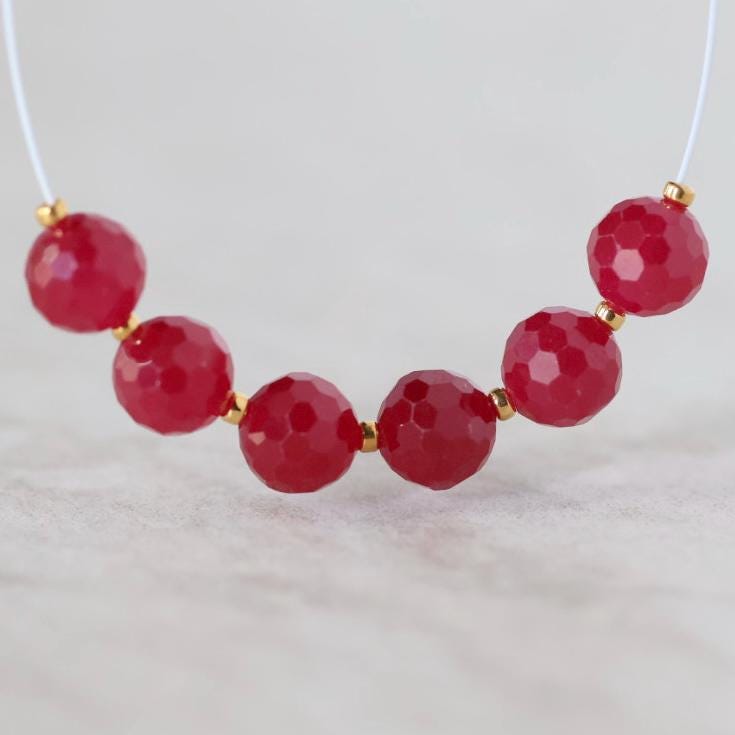 6mm Ruby Beads Faceted Round Lab Ruby Gemstone for DIY Jewelry Making Earrings Supplies