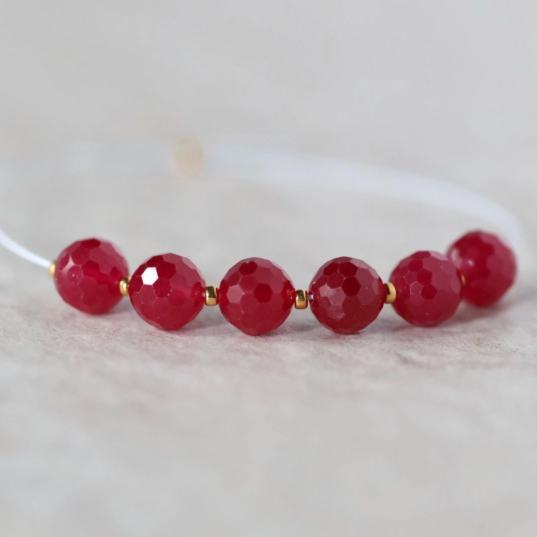 6mm Ruby Beads Faceted Round Lab Ruby Gemstone for DIY Jewelry Making Earrings Supplies